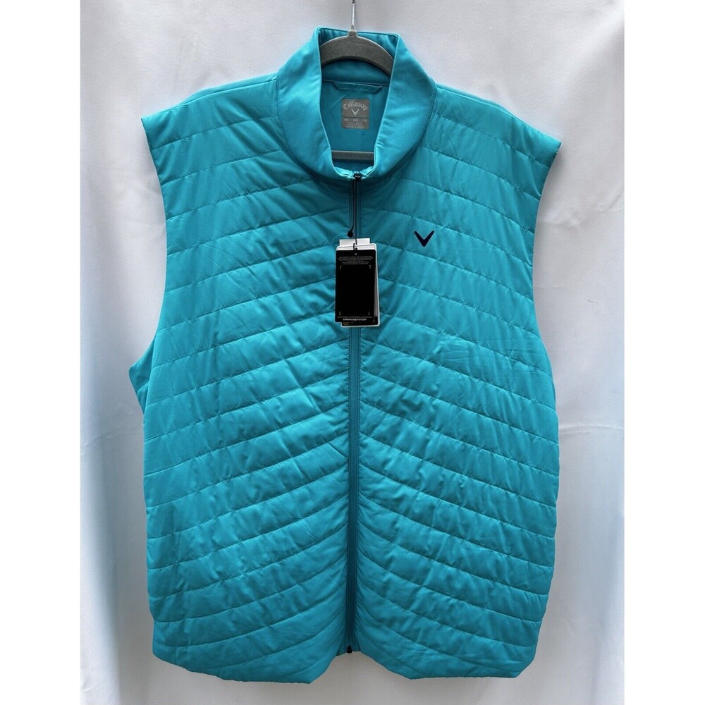 Calloway Mens Quilted Puffer Full Zip Golf Vest Scuba Blue Size XXL NWT